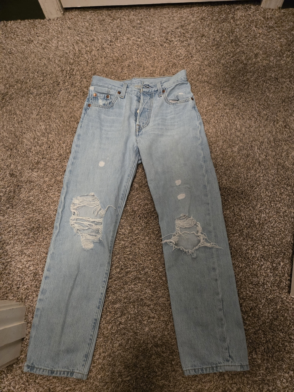 Levi's Light Blue Distressed Boot Cut Jeans